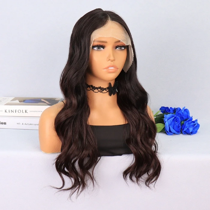 Kahverengi / Kızıl Kahve Ombreli Su Dalgalı Tül Peruk