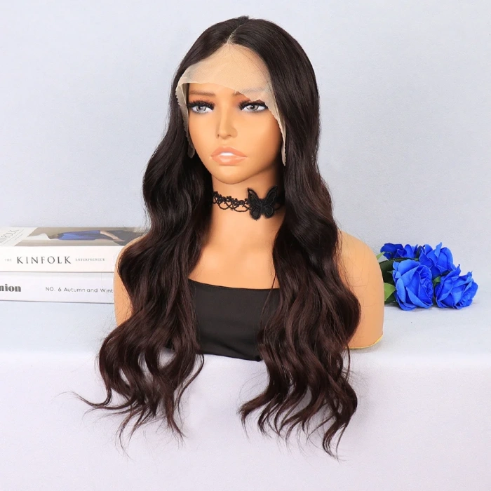 Kahverengi / Kızıl Kahve Ombreli Su Dalgalı Tül Peruk