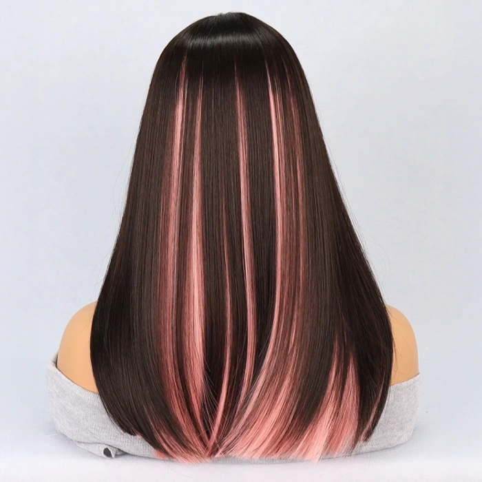 Kahverengi Pembe Işıltılı Tül Peruk