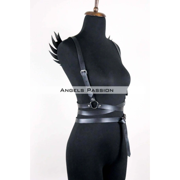 Kanatlı Detaylı Şık Göğüs Harness , Kanat Detaylı Deri Kemer - Brf1097