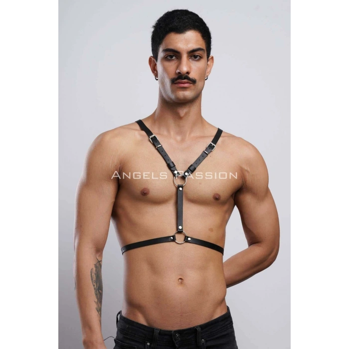 Kanatlı Erkek  Harness, Erkek  Göğüs Harness Ve Kanat Detay, Deri Kanatlı Harness - Brfm150