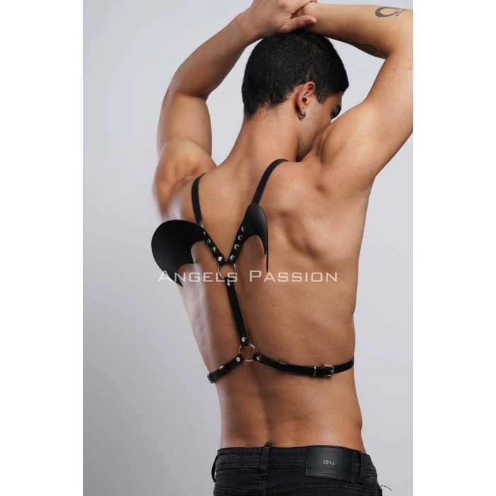 Kanatlı Erkek  Harness, Erkek  Göğüs Harness Ve Kanat Detay, Deri Kanatlı Harness - Brfm150