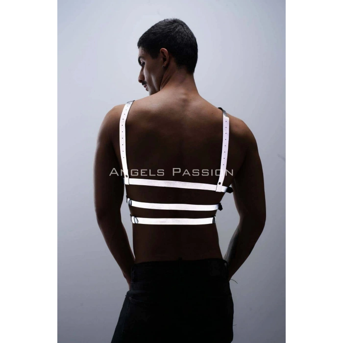 Karanlıkta Parlayan - Reflektörlü Erkek  Göğüs Harness, T-shirt Üzeri Harness - Brfm38