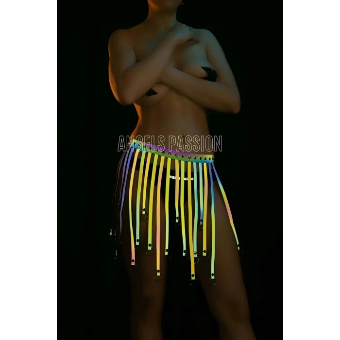 Karanlıkta Renkli Parlayan Püsküllü Harness Etek - APFT579