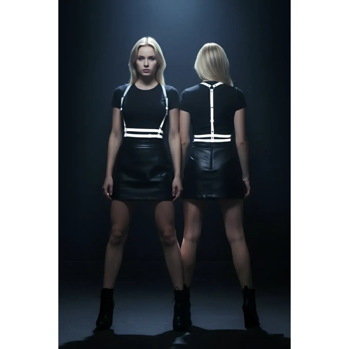 Karanlıkta Yansıyan - Reflektörlü Göğüs Harness, Parti Harness, Elbise Aksesuar - APFT205