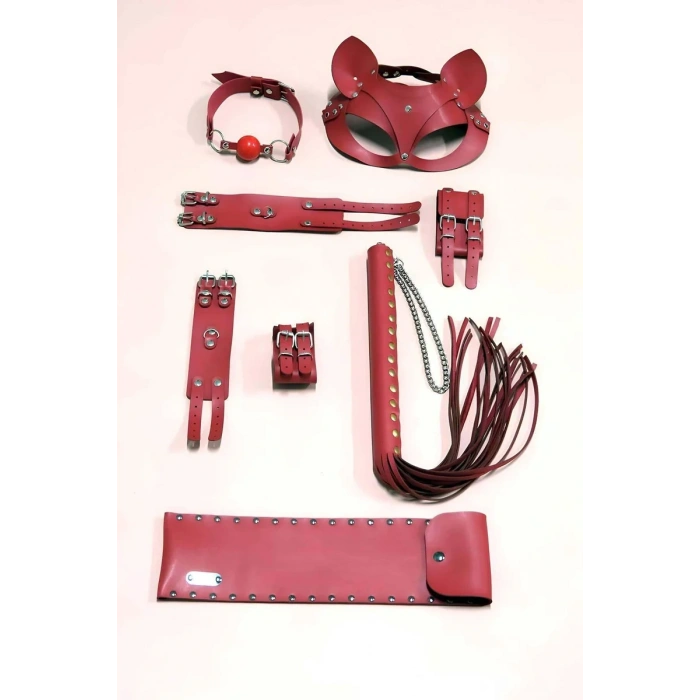 Kırbaç Kelepçe Set, 5li Set, El - Ayak Kelepçesi, Maske, Ağız Topu - APFT1307