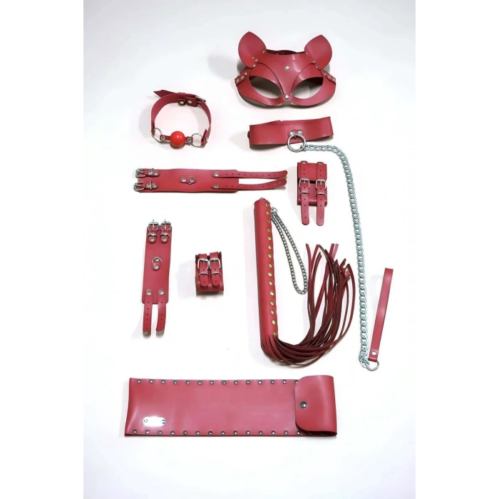 Kırbaç Kelepçe Set, 6ı Set, Ayak - El Kelepçesi, Maske, Ağız Topu - APFT1308