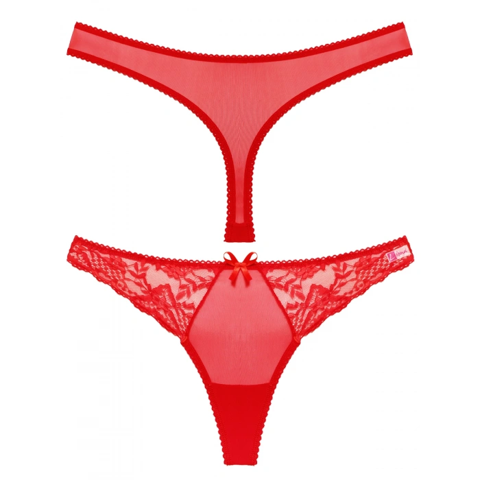 Kırmızı Dantelli Fantezi G String Külot