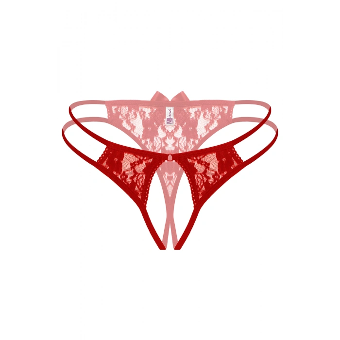 Kırmızı Dantelli Önü Açık Fantezi Külot