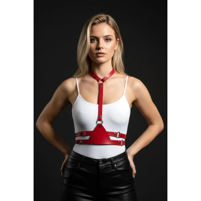 Kırmızı Kadın Kemer Deri Vücut Aksesuarı - Brf17