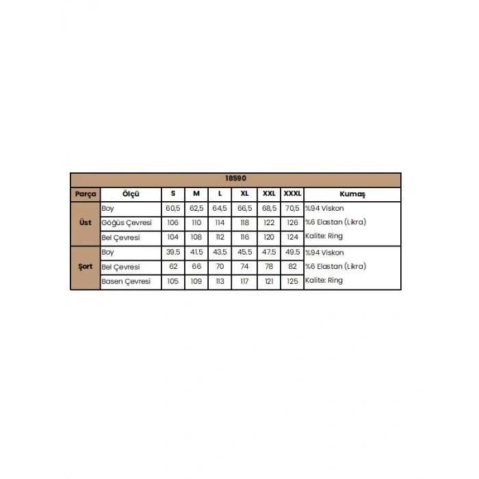 Kısa Kollu Dantelli V Yaka Viskon Kahve Şort Takımı