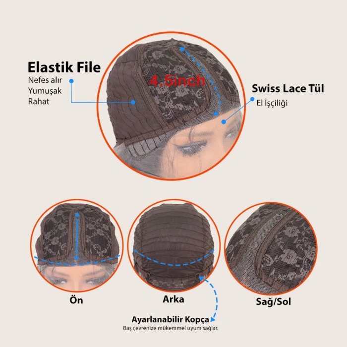 Kızıl Kahve Tül Peruk