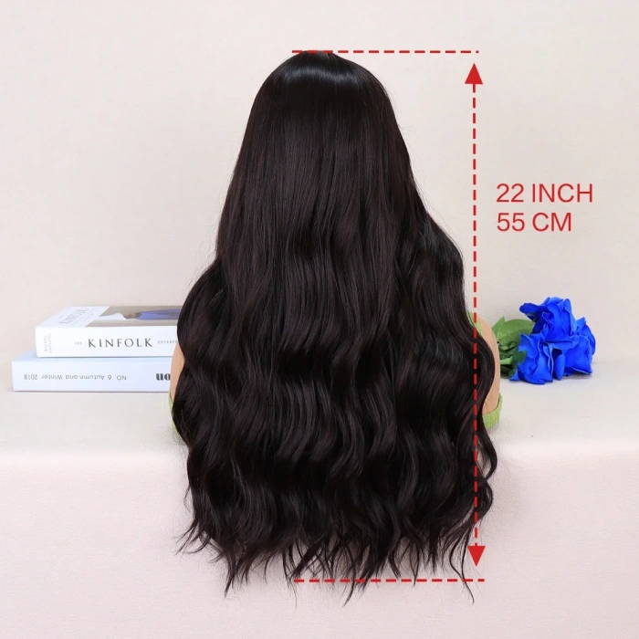 Koyu Kahverengi Su Dalgalı Yoğun Tül Peruk