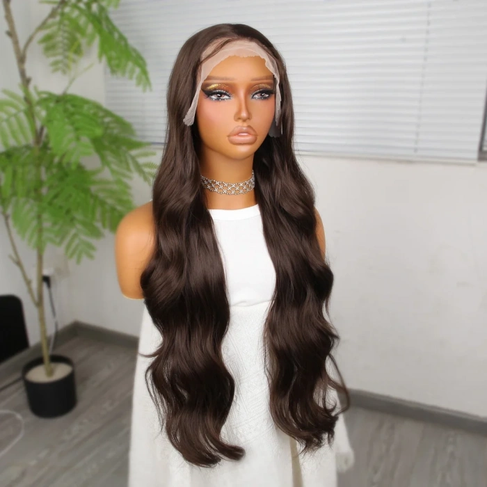 Koyu Kumral Fiber Sentetik Tül Peruk