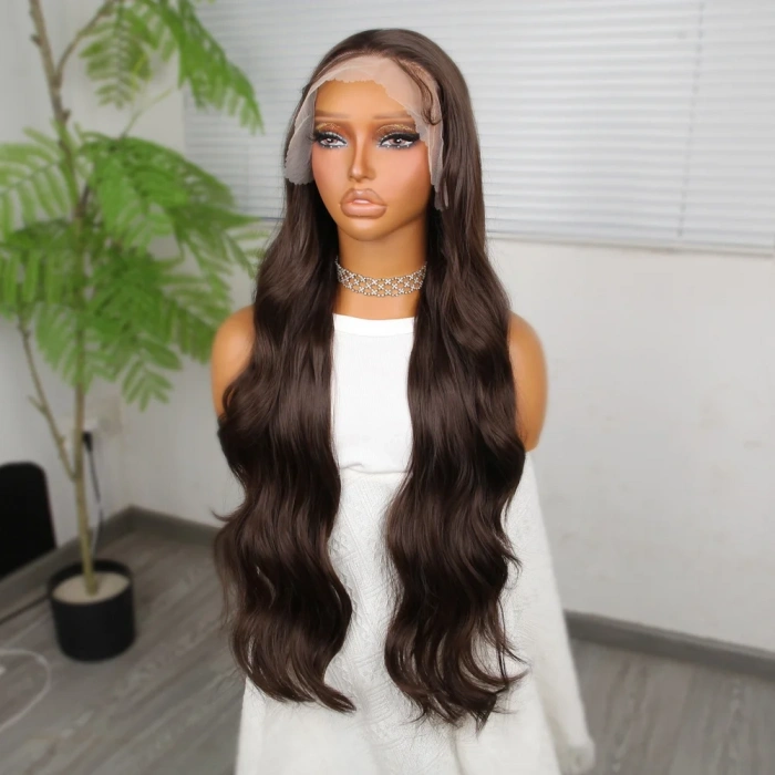 Koyu Kumral Fiber Sentetik Tül Peruk