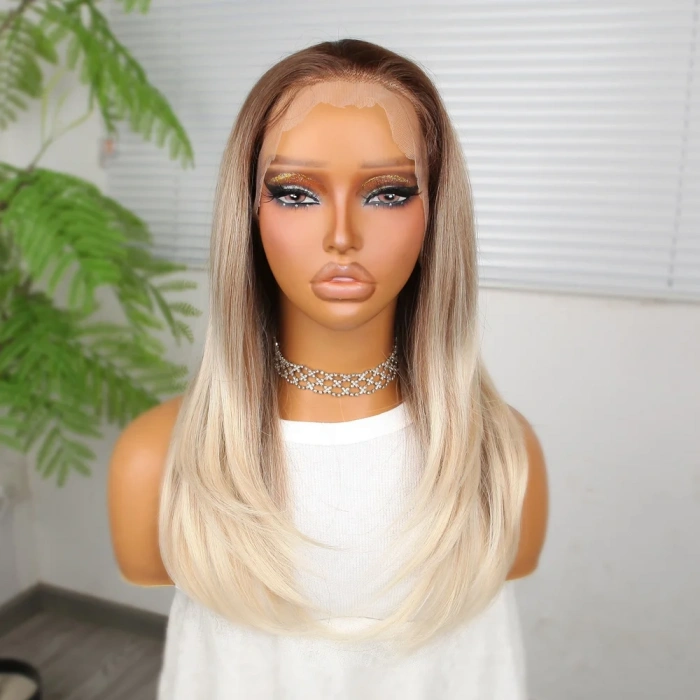 Kumral Beyaz Platin Ombreli Tül Peruk