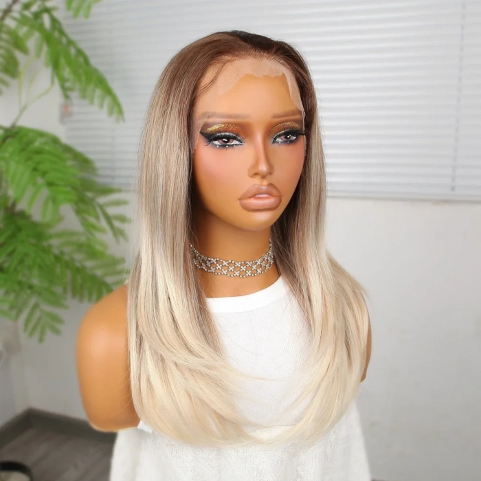 Kumral Beyaz Platin Ombreli Tül Peruk