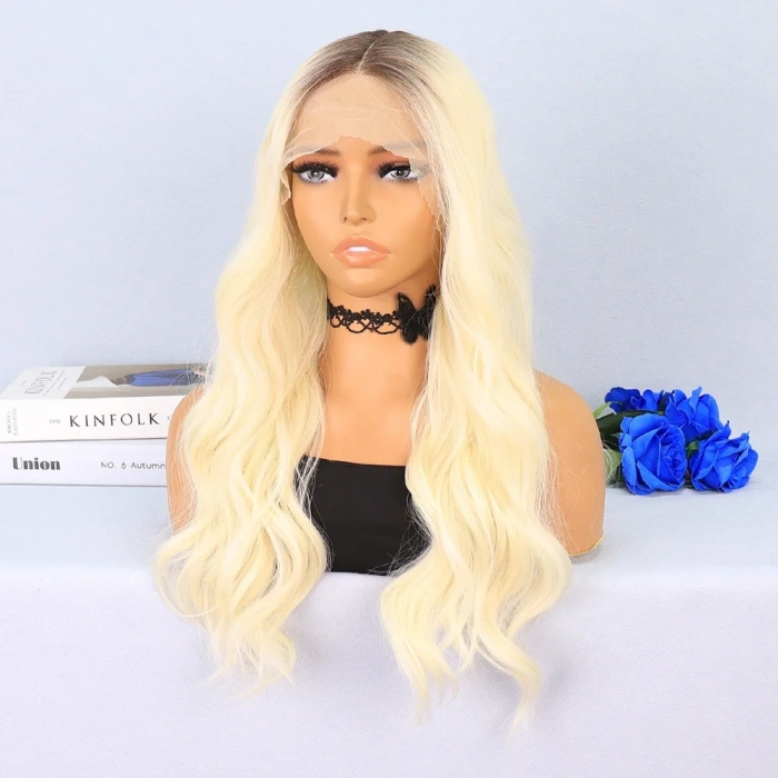 Kumral / Platin Ombreli Su Dalgalı Tül Peruk