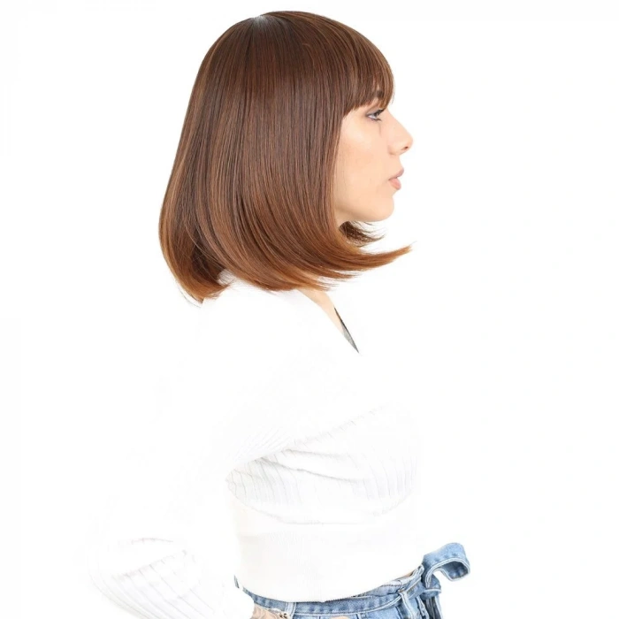 Küt Kahküllü Fiber Sentetik Peruk - Kahve Karamel