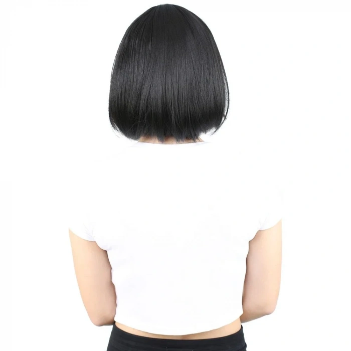 Küt Kahküllü Fiber Sentetik Peruk - Siyah