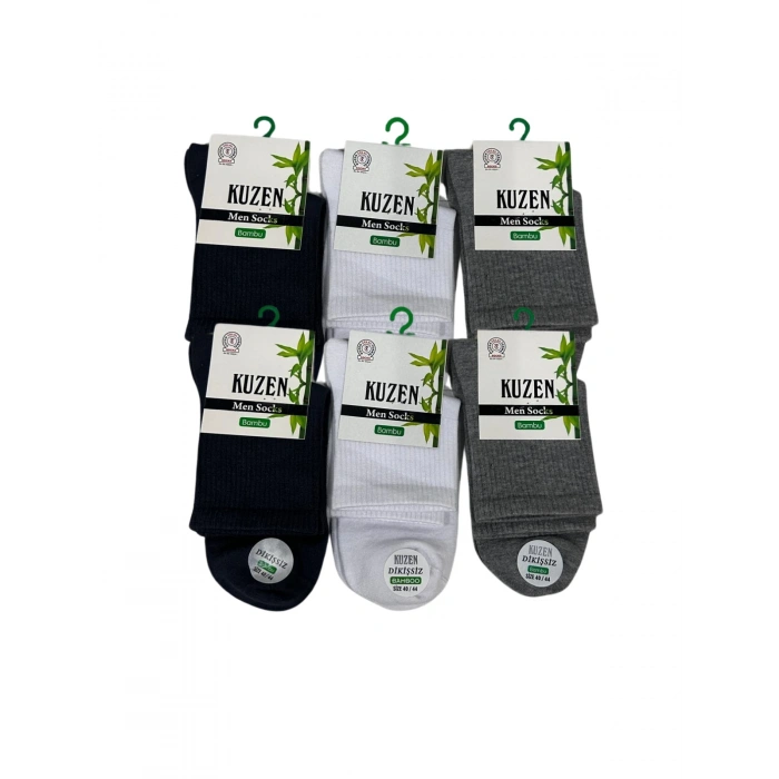 Kuzen Dikişsiz Yarım Konç Bambu Erkek Çorap 6 Adet