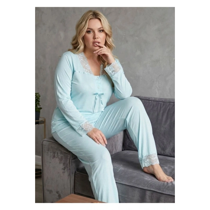 Mavi Penye Pijama Takımı - 1631