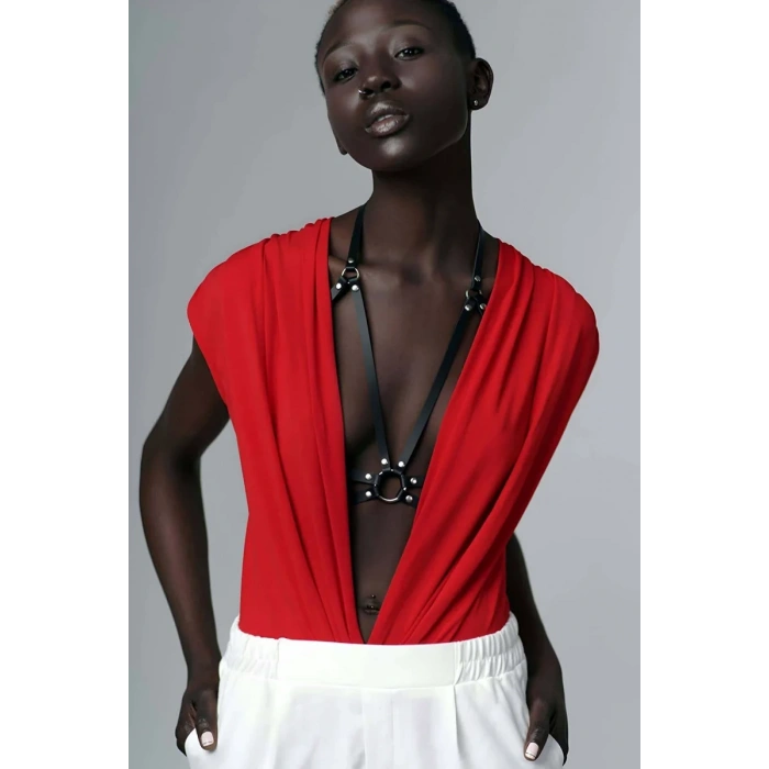 Omuz Göğüs Detaylı Şık Deri Harness - APFT200