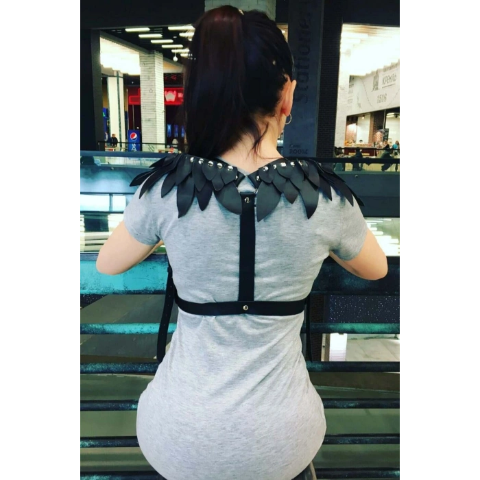 Omuz Parça Kanatlı Deri Harness - Brf726