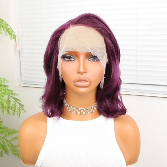 Patlıcan Moru Kısa Yan Tül Peruk