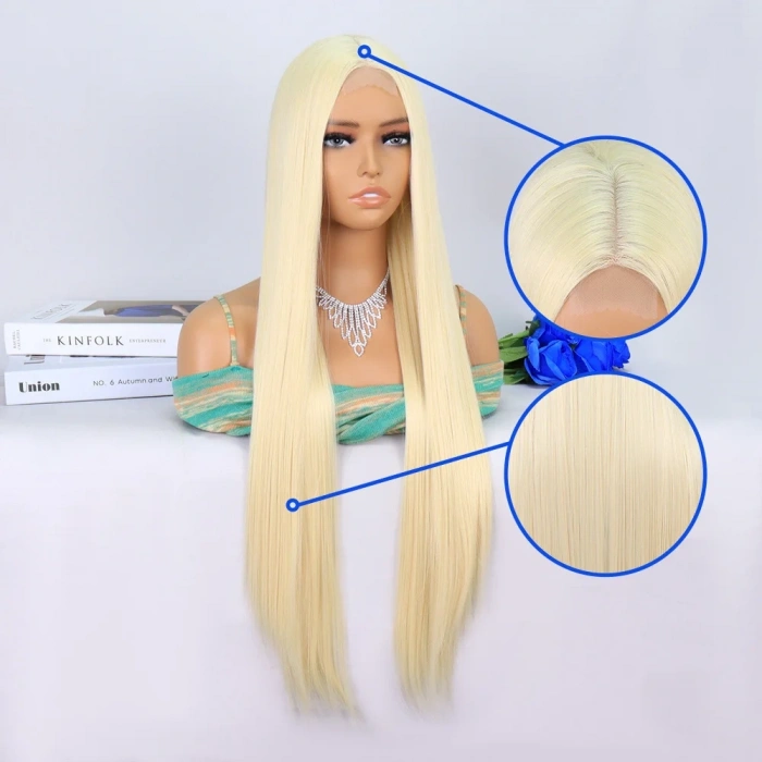 Platin Sarısı Ekstra Uzun Tül Peruk