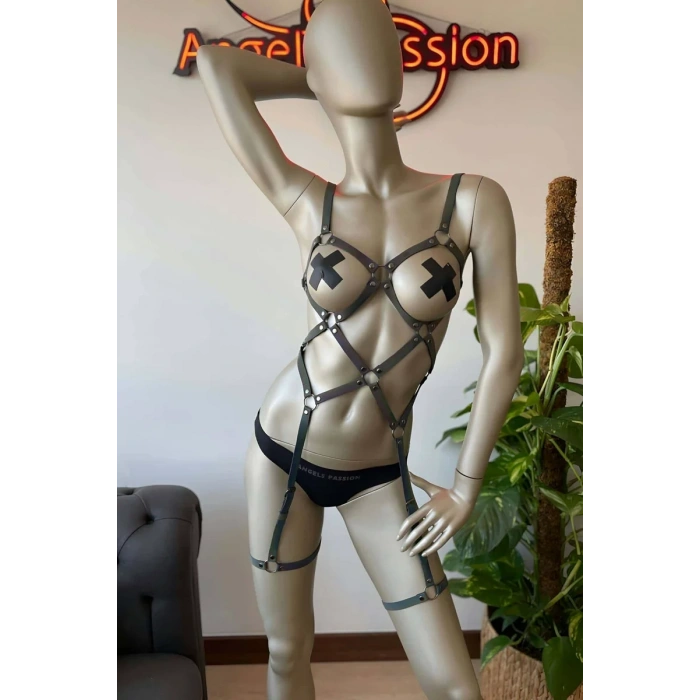 Pole Dans Giyim Işıkla Yansıyan Seksi Harness