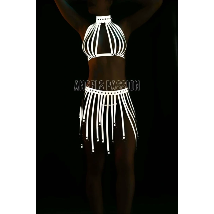 Püsküllü Reflektörlü Seksi Etek Büstiyer Takım - APFT584