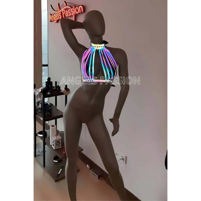 Rainbow Reflektörlü Seksi Harness Büstiyer - APFT551