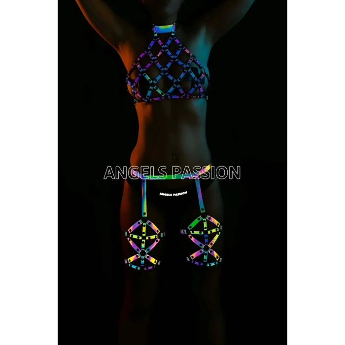 Rainbow Reflektörlü Seksi Jartiyer İç Giyim Takım - APFT460