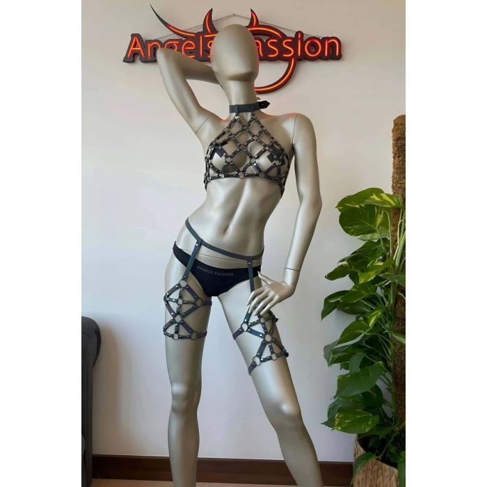 Rainbow Reflektörlü Seksi Jartiyer İç Giyim Takım - APFT460