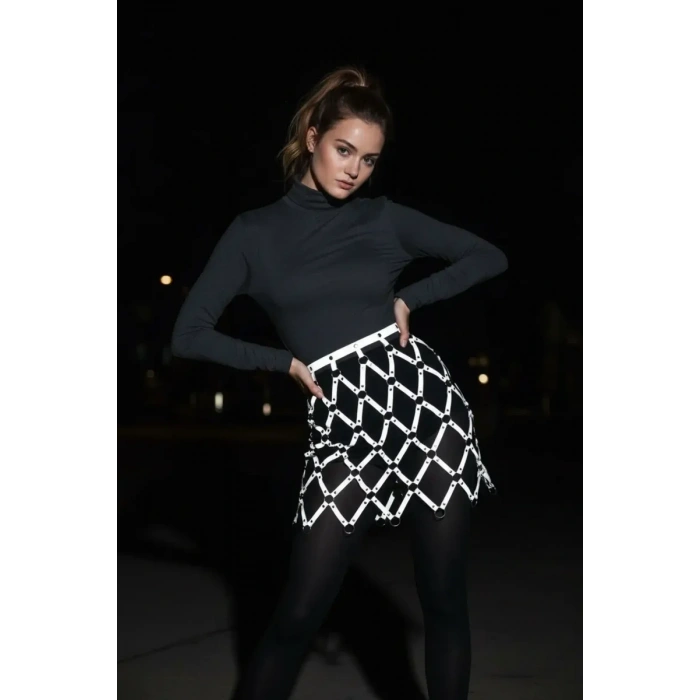 Reflektörlü Etek, Baklava Detaylı Etek, Parti Eteği - APFT694