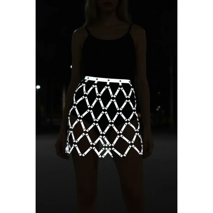 Reflektörlü Etek, Baklava Detaylı Etek, Parti Eteği - APFT694