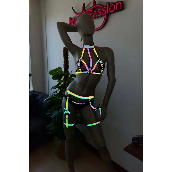 Reflektörlü Özel Tasarım Seksi Harness Jartiyer Takım