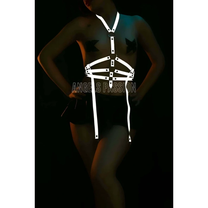 Reflektörlü Seksi Jartiyer Body Harness İç Giyim - APFT16