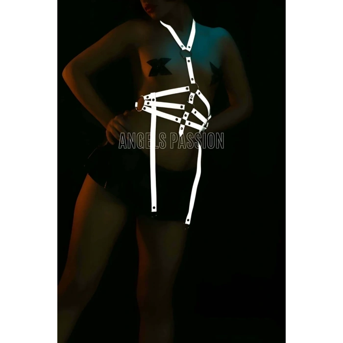 Reflektörlü Seksi Jartiyer Body Harness İç Giyim - APFT16