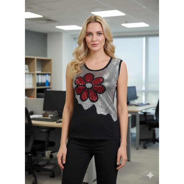 Şahinler Bayan Simli Sıfır Kol Atlet B388