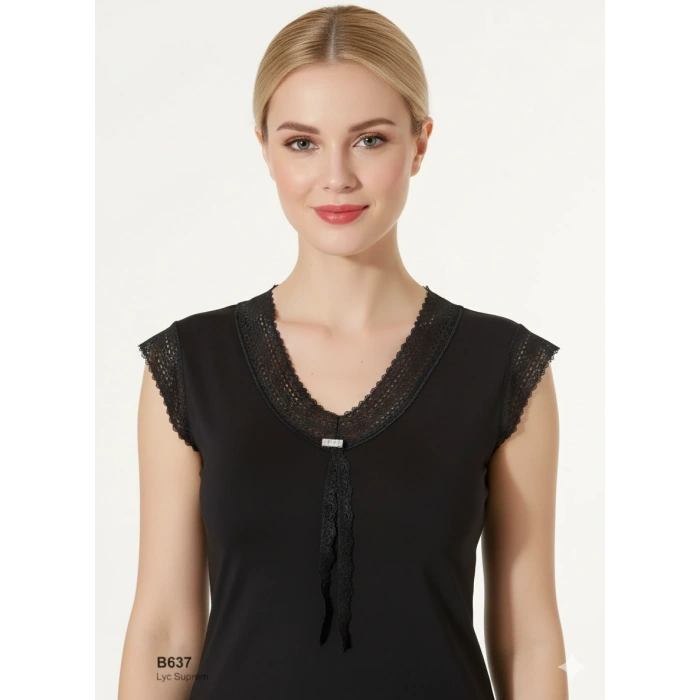 Şahinler Dantelli Taşlı Yarım Kol Atlet B637