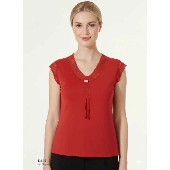 Şahinler Dantelli Taşlı Yarım Kol Atlet B637