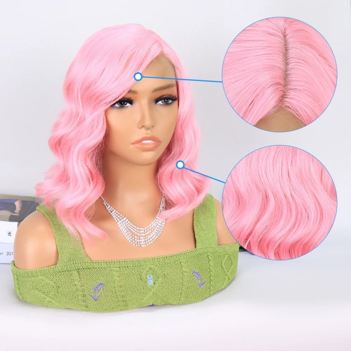 Şeker Pembe Yan Tül Peruk