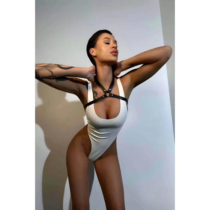 Seksi Boyundan Askılı Vücut Kemeri, Göğüs Harness - APFT1126