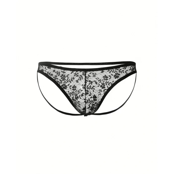 Seksi Dantelli Arkası Açık Seksi Siyah Erkek Külot