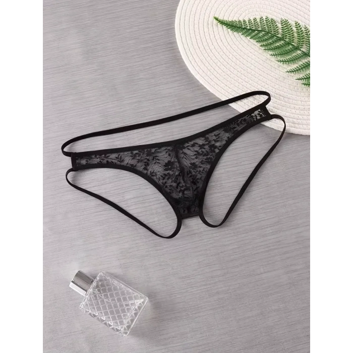 Seksi Dantelli Arkası Açık Seksi Siyah Erkek Külot