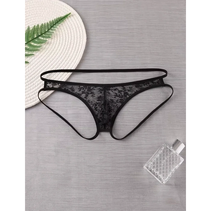 Seksi Dantelli Arkası Açık Seksi Siyah Erkek Külot