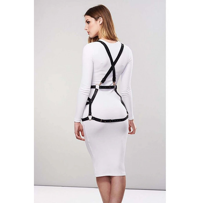 Seksi Deri Elbise Üzeri Deri Harness - Brf1390