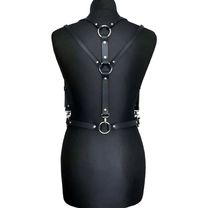 Seksi Deri Omuzdan Baglamalı Göğüs Harness - Brf916